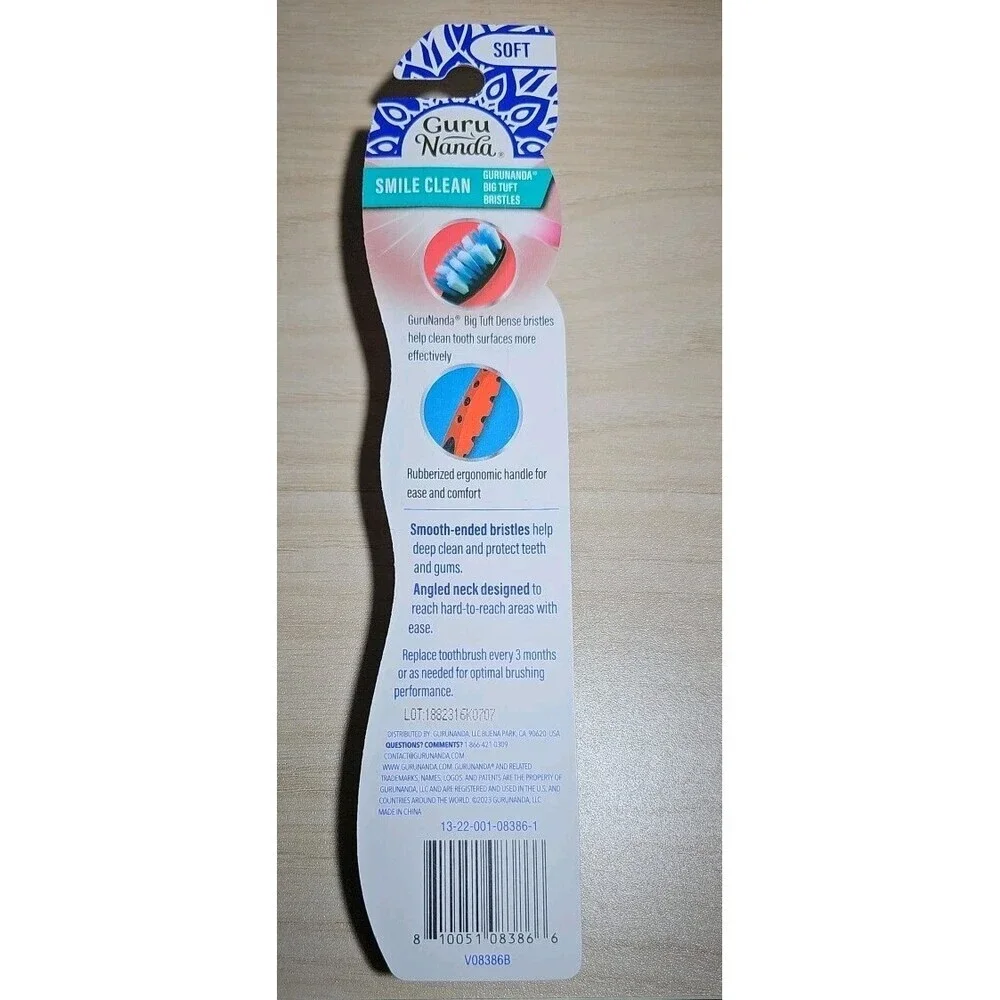 GuruNanda Smile Clean Toothbrush - Big Soft Bristles - 1 Count (Pack of 1)